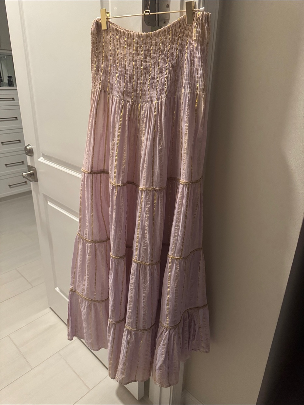 Strapless Tiered Maxi Dress - Light Lilac